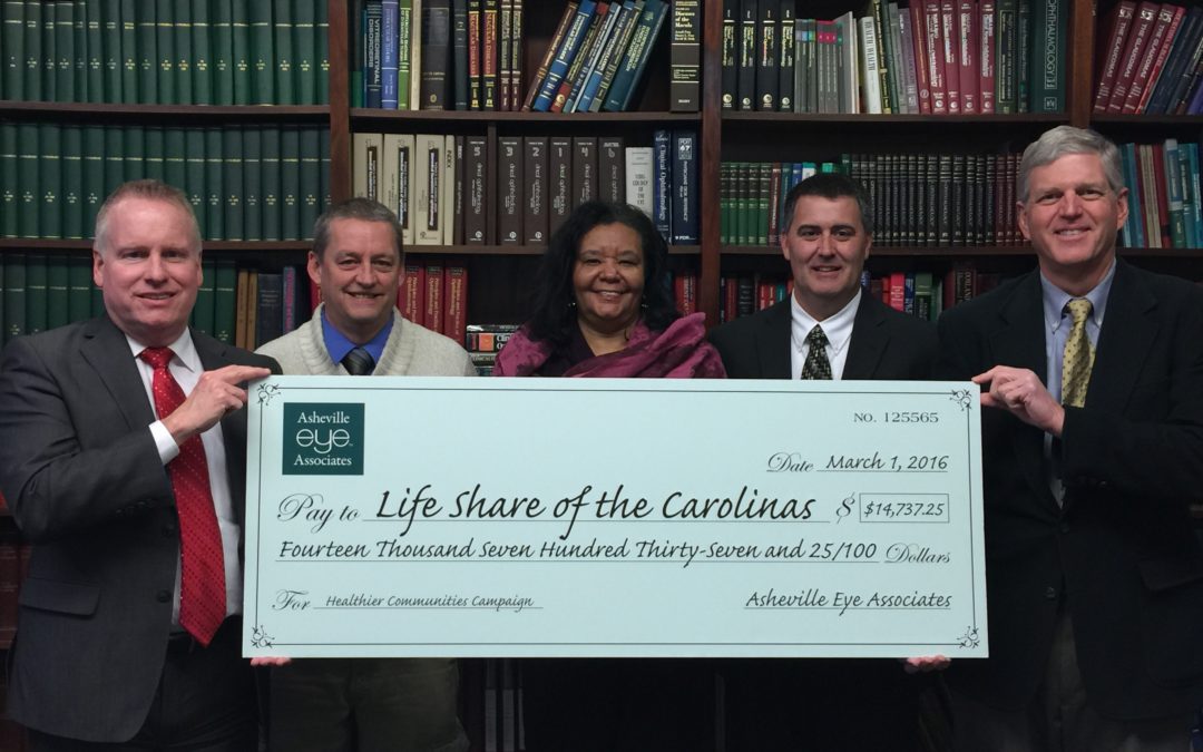 Asheville Eye Associates Presents nearly $15K to LifeShare of the Carolinas